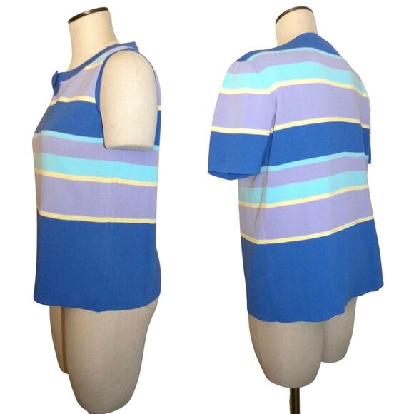 Vintage Tank & Cardigan | Bow Pastel Bright Stripes | Twin Set S - Picture 10 of 10